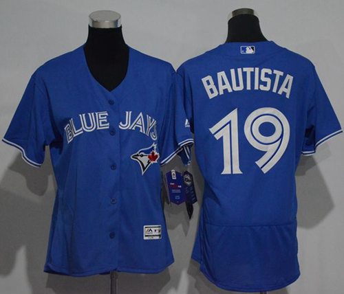 Blue Jays #19 Jose Bautista Blue Flexbase Authentic Women's Stitched MLB Jersey - Click Image to Close